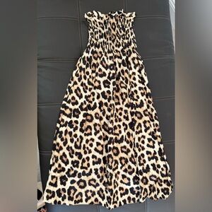 MID LENGTH CHEETAH STRAPLESS DRESS